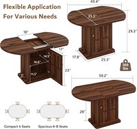 Table de salle à manger et de cuisine moderne extensible avec étagère de rangement à 2 niveaux, en bois, avec base robuste et gain de place, en noyer