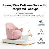 Fauteuil de pédicure professionnel, mobilier de salon de manucure, chaise de spa pour les pieds, fauteuil de pédicure rose avec pompe de vidange, lumières colorées, salon de manucure