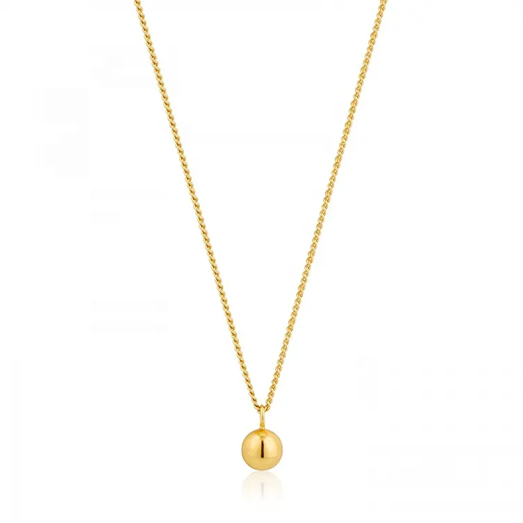 Hot selling sterling silver orbit ball simple gold chain necklace