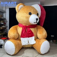 Ours gonflable en peluche de mascotte de festival de Noël de 3m, ballon gonflable mignon d'ours de père Noël à vendre