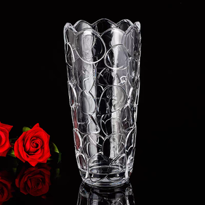 مزهريات زجاجية أسطوانية كريستالية صديقة للبيئة للديكور المنزلي، مزهرية زجاجية أنيقة شفافة منقوشة متوفرة في المخزون - Product Image 1