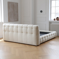 Ensemble cadre de lit moderne en tissu de laine d'agneau blanche 150cm King Size Massage inclinable reine lit double tête de lit meubles de chambre à coucher
