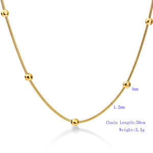 Collar de Cadena de Serpiente Redonda de Oro de 18K con Cuentas de 4MM, 45cm, 50cm, 55cm, 60cm, Joyería de Moda para Uso Diario - Product Image 5