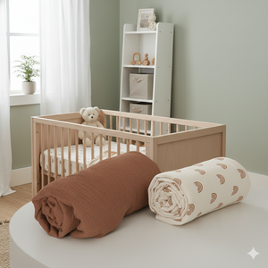 Sábana de Cuna de Muselina de Algodón Transpirable con Textura Suave de Crepé, Borde Elástico Antideslizante para Colchón de Cuna y Uso para Dormir Bebés - Product Image 5