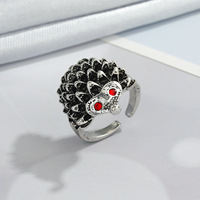 Bague personnalisée en alliage d'argent antique pour animaux Bague créative lapin hérisson écureuil hibou papillon bijoux pour hommes