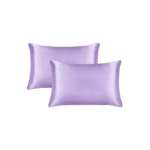Оптовая продажа светло-фиолетовая атласная наволочка со скрытой молнией стандартный размер Лаванда