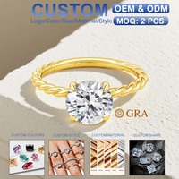 Fournitures de fabrication de bijoux en or Texture de corde de bouton en argent sterling 925 14K rempli d'or Bague de fiançailles 1ct Moissanite Femme