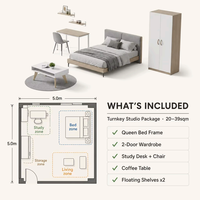 Ensemble de meubles ATWOKA pour appartement de petite taille, aménagement flexible, adapté aux studios de 20 à 39 m², solution personnalisée