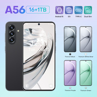 Teléfono Inteligente A56 5G Más Vendido, Pantalla de 7.3 Pulgadas, 16GB+1TB, Teléfono para Juegos, 10 Núcleos, Android 15, GPS, Reconocimiento Facial, Global