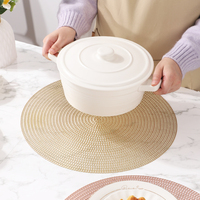 Set de table rond nordique en PVC creux de 15 pouces, style occidental, résistant à la chaleur et antidérapant