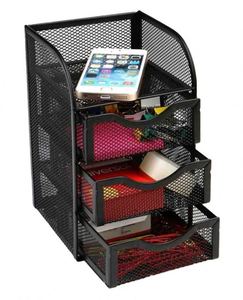 Office or Home Mesh Desk Organizer 3 Drawers Metal <b>Desktop</b> Organization Supplies Storage with 1 Top <b>Shelf</b> - Product Image 1
