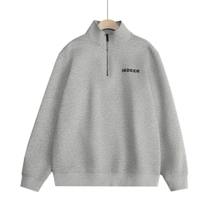 Felpe da Uomo con Collo Alto <span class=keywords><strong>e</strong></span> Mezza Zip, 100% Cotone, Moda Invernale, Pullover con Cerniera, Stampa Logo Personalizzata, Basso MOQ, Consegna Rapida, OEM - Product Image 3