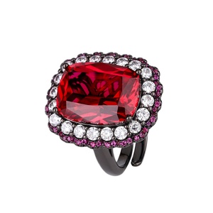 Fashion Eco-friendly Copper 12*16mm Multicolor Zircon Black Gold Plated Vintage Bridal Set Wedding <b>Ring</b> Set - Product Image 2