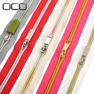 Gold and silver tooth zippers #3 and # 5 nylon zippers for clothing zippers electroplated color teeth imitation metal zip