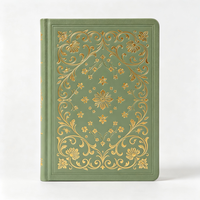 Carnet à couverture rigide personnalisé avec motif floral en feuille d'or, format A5, journal de prière pour cadeau d'église