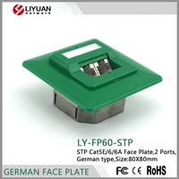 LIYUAN tipo alemán Keystone Jack 80X80 caja de montaje en pared de superficie con placa frontal RJ45 piezas de telecomunicaciones Cat5e Cat6 salida de datos