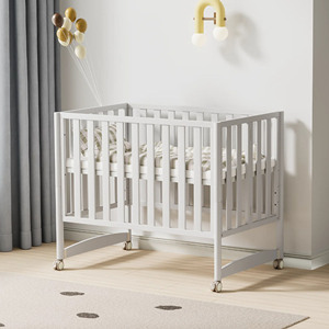 Lit pliant en bois pour enfants de 0 à 3 ans avec roulettes 101x65cm pour chambre d'enfant et chambre d'hôtel 2-en-1 Lit pliant en pin massif - Product Image 2