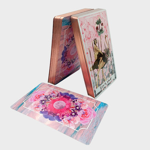 Materiale di alta qualità stampa personalizzato di lusso presente lamina di rosa sovrapposizione e un bordo di lamina <span class=keywords><strong>tarocchi</strong></span> bordati d'oro per fare regali - Product Image 4