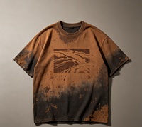 WEIMI T-shirt Homme Personnalisé Imprimé Kornit 300g Grammage Lourd Délavé à l'Acide Effet Soleil Dégradé Teinture Éclaboussée Streetwear Paysage