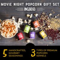 Coffret Cadeau Popcorn Urban Accents pour Soirée Cinéma – 3 Variétés de Grains, 5 Assaisonnements – Boîte Cadeau Snack pour Fêtes, Fêtes de Fin d'Année et Amateurs de Films