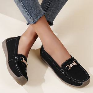 <span class=keywords><strong>Ballerine</strong></span> da Donna ODM in 3 Colori (Beige/Nero/Marrone), Scarpe Slip-on <span class=keywords><strong>con</strong></span> <span class=keywords><strong>Fibbia</strong></span> Metallica, Traspiranti, Doppia Cinturino, Primavera Estate Autunno - Product Image 6