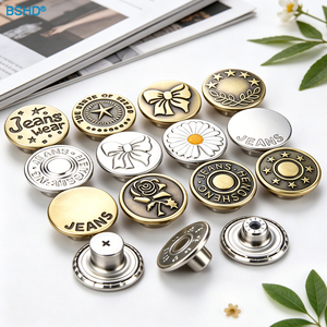 Bouton Usine Accessoires de Vêtement Personnalisé Gaufrage Vintage Logo Motif Vêtements Bouton Métallique Denim Jeans Bouton et Rivets - Product Image 1