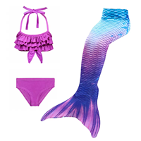 Ensemble de 3 pièces pour enfants : Robe de bain sirène, bikini de plage et queue de sirène élégante