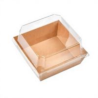 Boîtes jetables pour gâteaux roulés avec couvercles transparents, en papier kraft verni, recyclables, pour l'emballage alimentaire de boulangerie