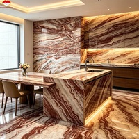 Dalles de marbre moderne en pierre naturelle Arabescato Orobico Rosso Monica Red pour panneaux muraux, dessus de table, îlots de cuisine et salles à manger de villas