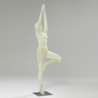 Mannequin de yoga en fibre de verre semi-transparent pour vitrine de magasin de mode