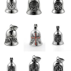 Nouveau Pendentif Moto Vintage Viking Punk en Acier Inoxydable, Cloche de Jésus, Cloche de Gardien, Cloche d'Exorciste, Cloches Gremlin, Logo Personnalisé 2026 - Product Image 2