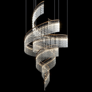 Candelabro de cristal de escalera de caracol dúplex de lujo moderno, accesorio de techo LED personalizable a bajo precio del fabricante para hoteles - Product Image 2