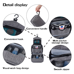 MOQ 1 pz Logo personalizzato uomo donna appesa borsa da toilette <span class=keywords><strong>Organizer</strong></span> con gancio accessori da viaggio bagno trucco cosmetico borsa da bagno - Product Image 6