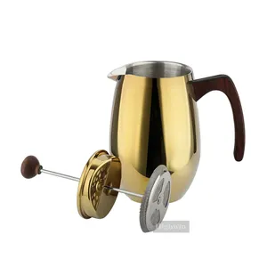 Coffee French Highwin Pvd Gold Painting Double Wall Stainless Steel French Press Coffee