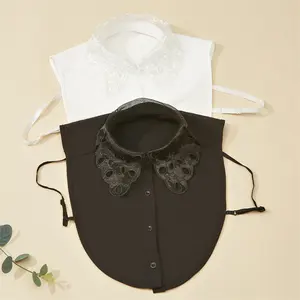 Customize Fashion Embroidery Designs Detachable Cotton Lace Shirt Neckline Tshirt Chiffon Collar