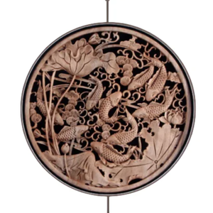 New Chinese-Style Wood Carving Lacquerware Wall Decoration Symbolizing Family Happiness Harmony Prosperity for Home Decoration