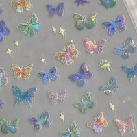 Autocollants tendance pour ongles d'aile de papillon irisé: décalcomanies plates de qualité supérieure pour les motifs de fées