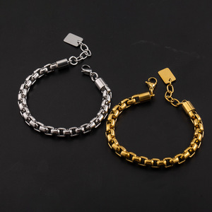 yunnique Men's Stainless Steel Gold Plated <b>Thick</b> O Chain Bracelet Casual Sporty Jewelry - Product Image 2