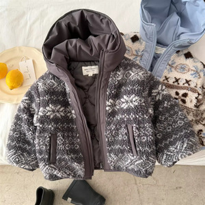Children's Reversible Fleece Jacket Hooded Thickened Winter Coat Boys Warm Trendy 2025 Polyester Wadding - Product Image 2