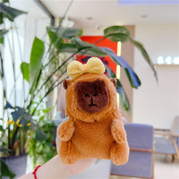 Mignon arc Capybara peluche porte-clés dessin animé nœud papillon Kapibala porte-clés pendentif Couple cadeau sac à dos suspendu ornement drôle porte-clés
