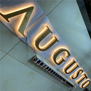 Backlit Billboard Sign Custom Stainless Steel Backlit Signs CNC Cut LED Backlit and Metal Signs