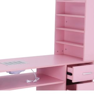 Multi-functional Modern <b>Pink</b> Nail Station Tech Beauty Makeup Desk Salon Manicure Furniture Table - Product Image 6