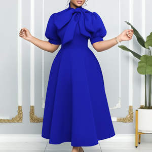 Robe de soirée à manches courtes et nœud papillon, style européen et américain, nouvelle collection été, robe de cocktail élégante pour femmes pour occasions spéciales - Product Image 3