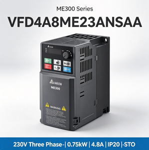 ไดรฟ์ปรับความถี่รุ่น ME300 ซีรีส์ดั้งเดิม 220V สามเฟส 0.75kW 4.8A VFD4A8ME23ANSAA IP20 Modbus STO สำหรับเครื่องจักรขนาดเล็ก - Product Image 1