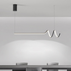 Modern Minimalist LED Pendant <b>Light</b> for Restaurant Bar Counter <b>Dining</b> Table Office-Creative Lines Designer Chandelier - Product Image 5