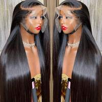 ELI 12A Perruque Lace Front Transparente en Cheveux Vierges Péruviens, Densité 180%, Perruques Sans Colle en Cheveux Humains, Lace Frontal en Cheveux Humains