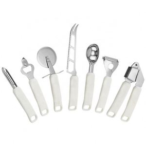 <b>Kitchen</b> Stainless Steel Garlic Press Pizza Wheel Cheese Knife Ice Cream Scoop Bottle Opener <b>Gadget</b> Set - Product Image 1
