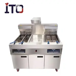 Industrial Stainless Steel Electric Deep Fryers French Fries Working Table With Oil Filter