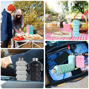 Folding Water <b>Bottle</b> 1000ml Silicone Collapsible Outdoor Camping Travel Cycling <b>Bottle</b> Unisex Use - Product Image 5