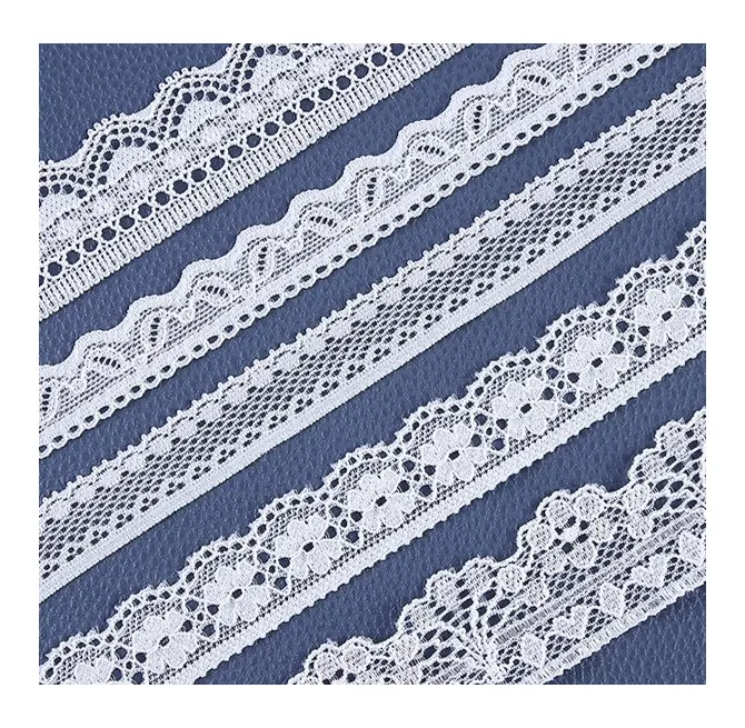 Aksesori pakaian renda bunga putih halus renda elastis penjualan laris dengan dekorasi renda sutra stok pabrik